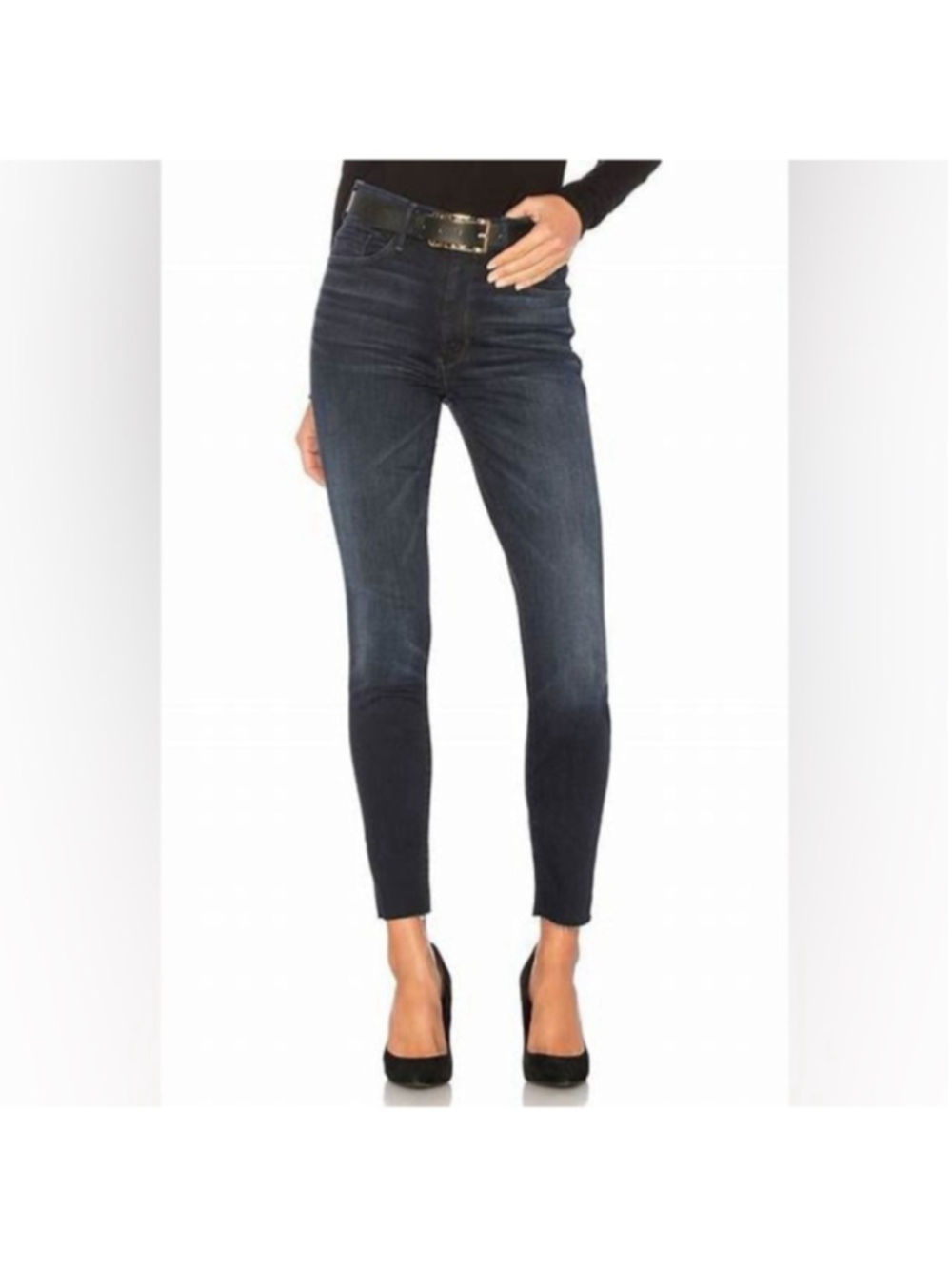 Mother the looker jeans in night owl high waisted ankle fray luxury sz 25